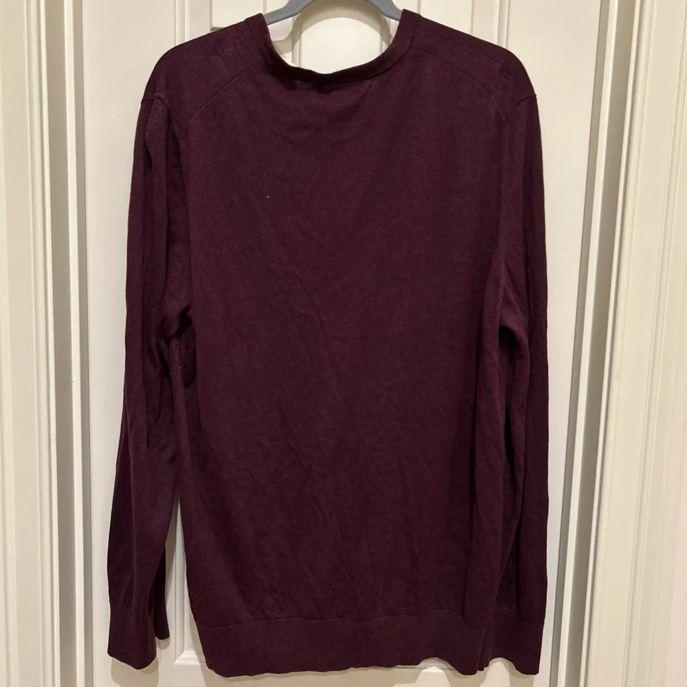 Banana Republic Sweater Men XL Luxury Blend V Neck Silk Cashmere‎ Purple Maroon